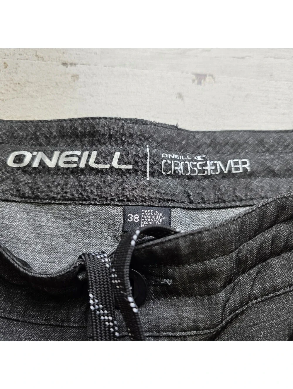 Oneill Crossover Black Board Shorts - Drawstring Performance Men's 38 Casual